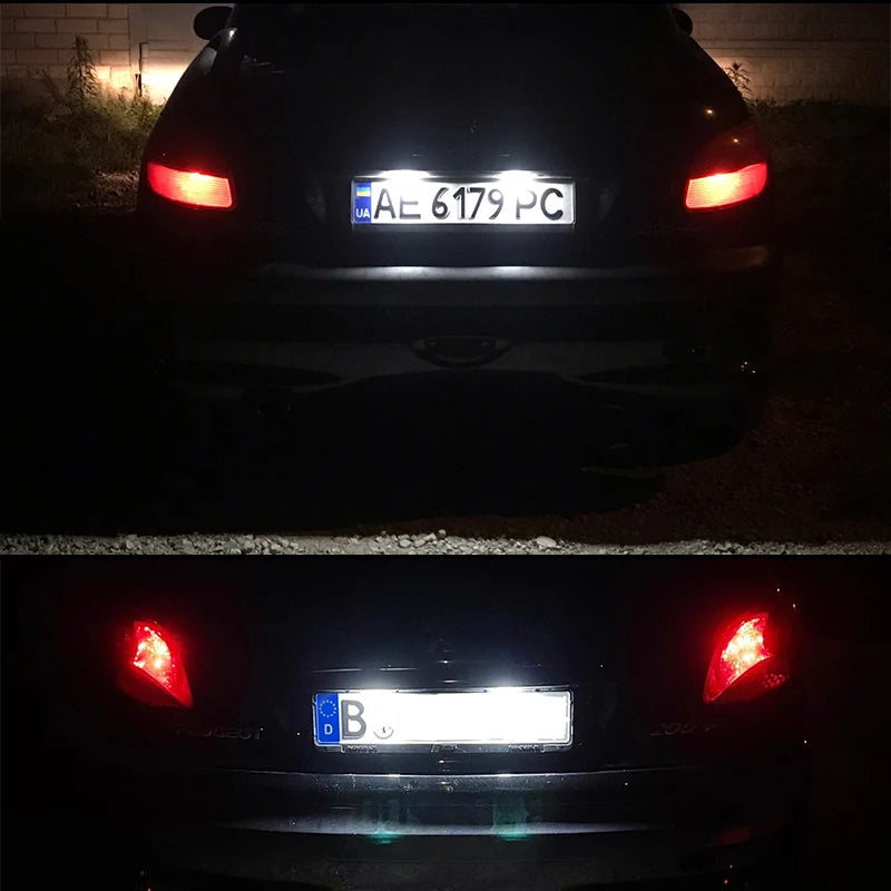 2pcs Canbus LED License Number Plate Lights Bulbs For Peugeot 206 207 307 308 406 407 Citroën C3 C4 C5 BERLINGO SAXO XSARA