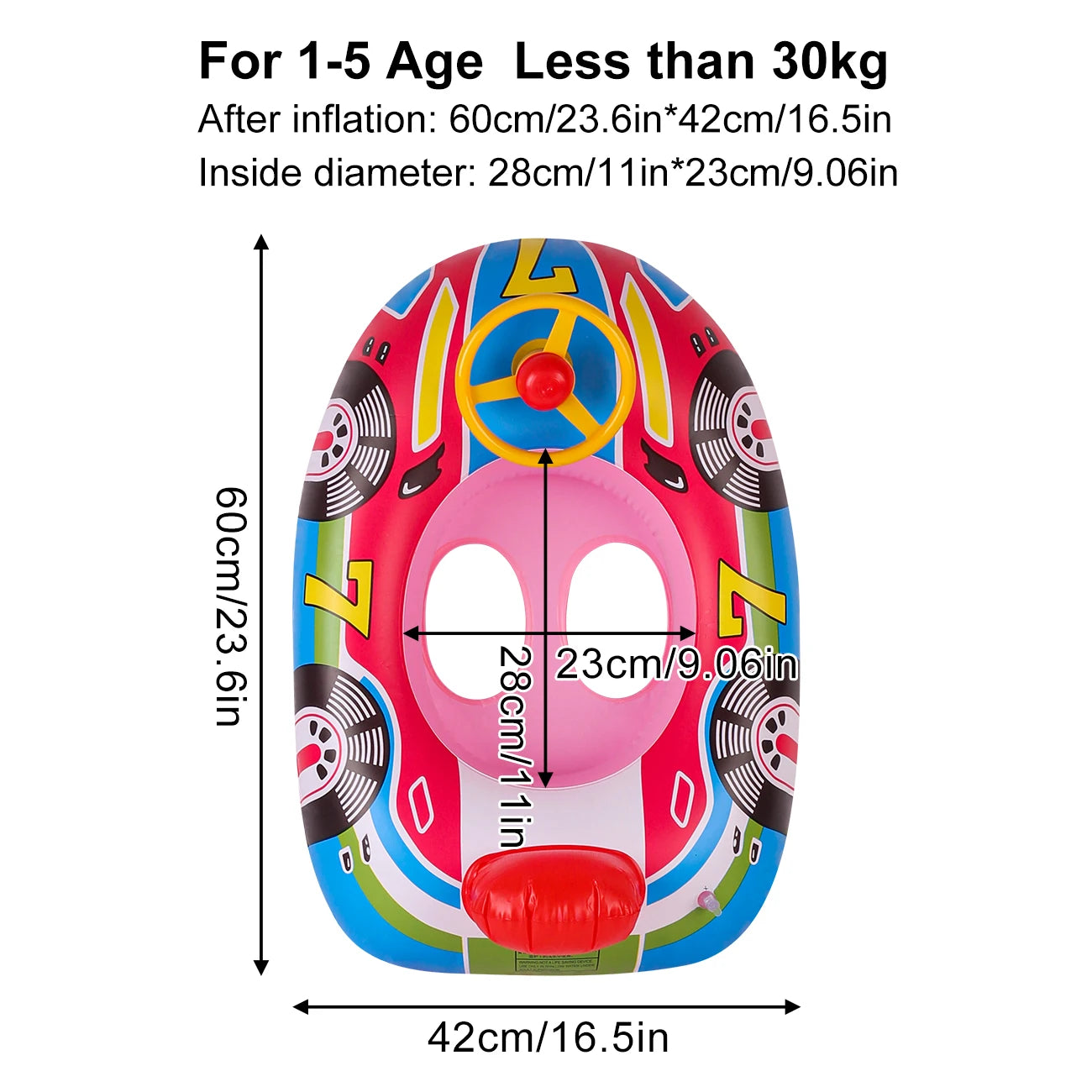 1PC Pool Floats, Inflatable Swim Ring, PVC Steering Wheel Float with Interactive Play Feature, Floating Seat Ring