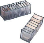 2 Pcs 11 Grids 7 Grids Underwear Drawer Organisers Sock Drawer Organizer Divider Underwear Storage Boxes Foldable Closet Dresser Drawer Organizer for Storing Socks