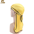 Men's Silky Durags Bandanas Turban hat Wigs Doo Men Satin Durag Biker Headwear Headband Hair Accessories Extra Long Tail Du-Rag