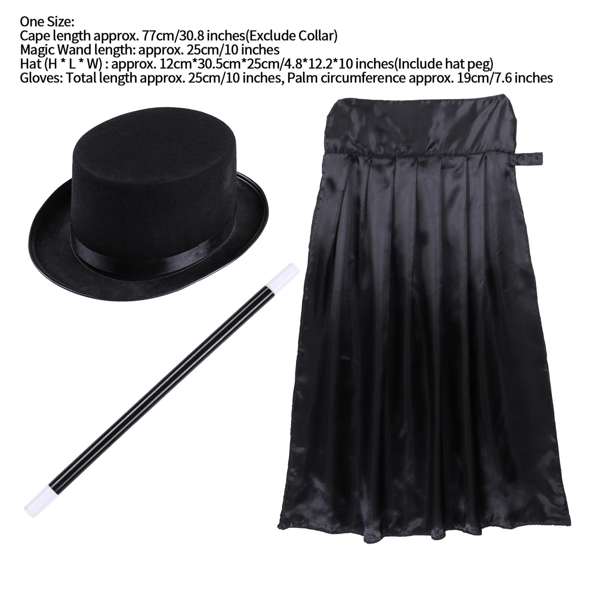 Kids Magician Role Play Costumes Outfit Boys Girls Halloween Magician Dress Up Cosplay Set  Top Hat Magic Cape Wand Gloves Kit