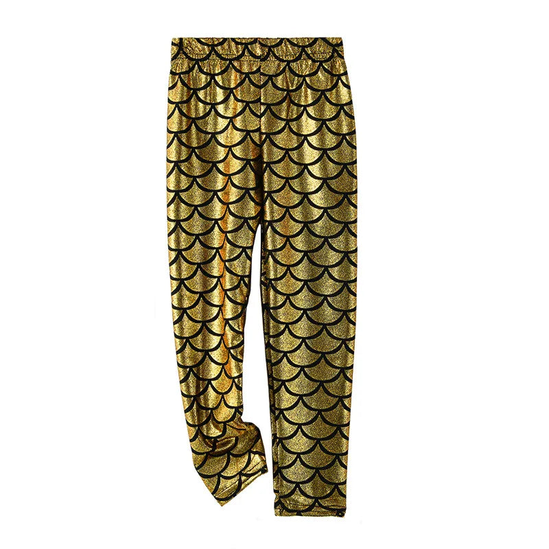 Girls Leggings Mermaid Leggings Girls Pants Kids Color Shiny Scale Slim Pants Kids Dance Performance Pants
