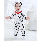 Umorden Baby Dalmatians Spotty Dog Costume Kigurumi Cartoon Animal Rompers Infant Toddler Jumpsuit Flannel Halloween Fancy Dress