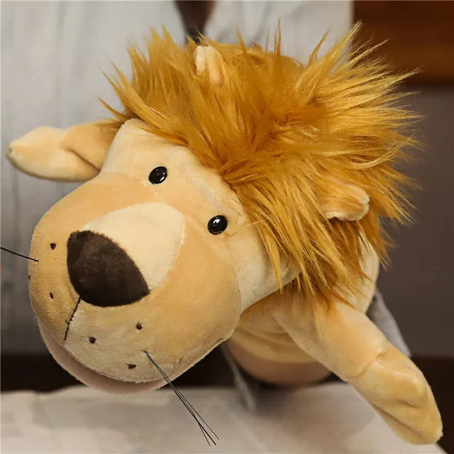 Soft Stuffed Toy Doll Animal Plush Doll Educational Baby Toys Lion Elephant Monkey Giraffe Tiger Bunny Kawaii Hand Finger Puppet