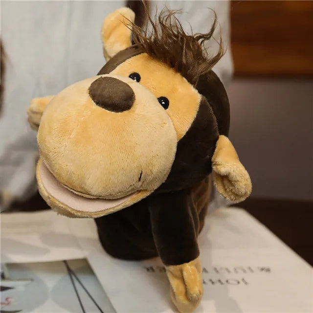 Soft Stuffed Toy Doll Animal Plush Doll Educational Baby Toys Lion Elephant Monkey Giraffe Tiger Bunny Kawaii Hand Finger Puppet