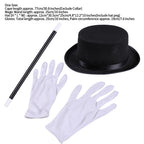 Kids Magician Role Play Costumes Outfit Boys Girls Halloween Magician Dress Up Cosplay Set  Top Hat Magic Cape Wand Gloves Kit
