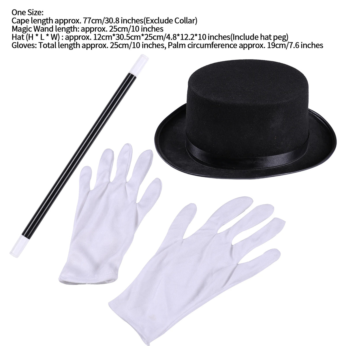 Kids Magician Role Play Costumes Outfit Boys Girls Halloween Magician Dress Up Cosplay Set  Top Hat Magic Cape Wand Gloves Kit
