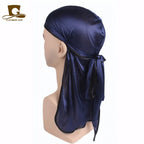 Men's Silky Durags Bandanas Turban hat Wigs Doo Men Satin Durag Biker Headwear Headband Hair Accessories Extra Long Tail Du-Rag