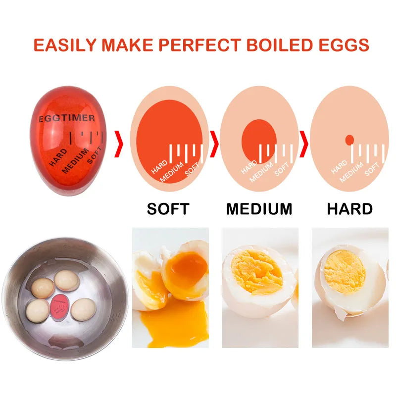FAIS DU Egg Timer Kitchen Electronic Gadget Color Egg Cooking Changing Yummy Soft Hard Boiled Eco-Friendly Resin Red Timer Tools