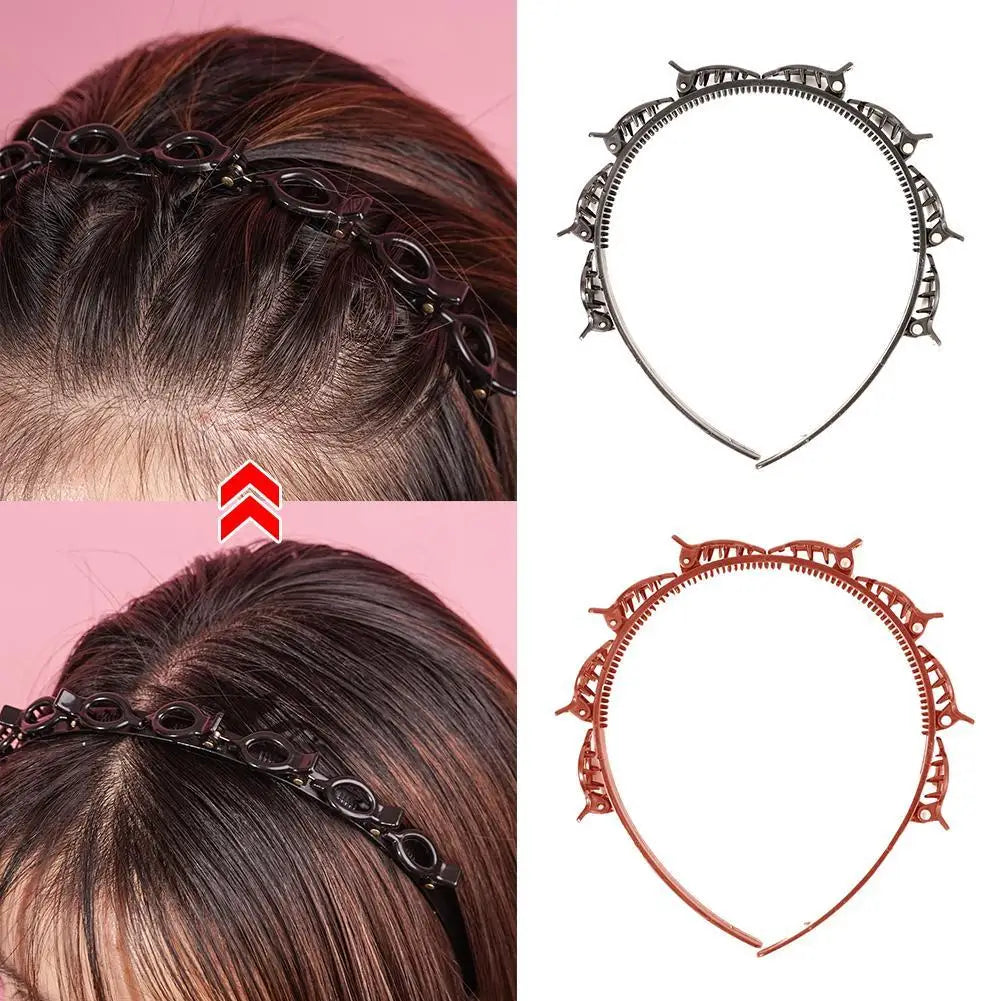Double Bangs Twist Hair Clip Headband for Women