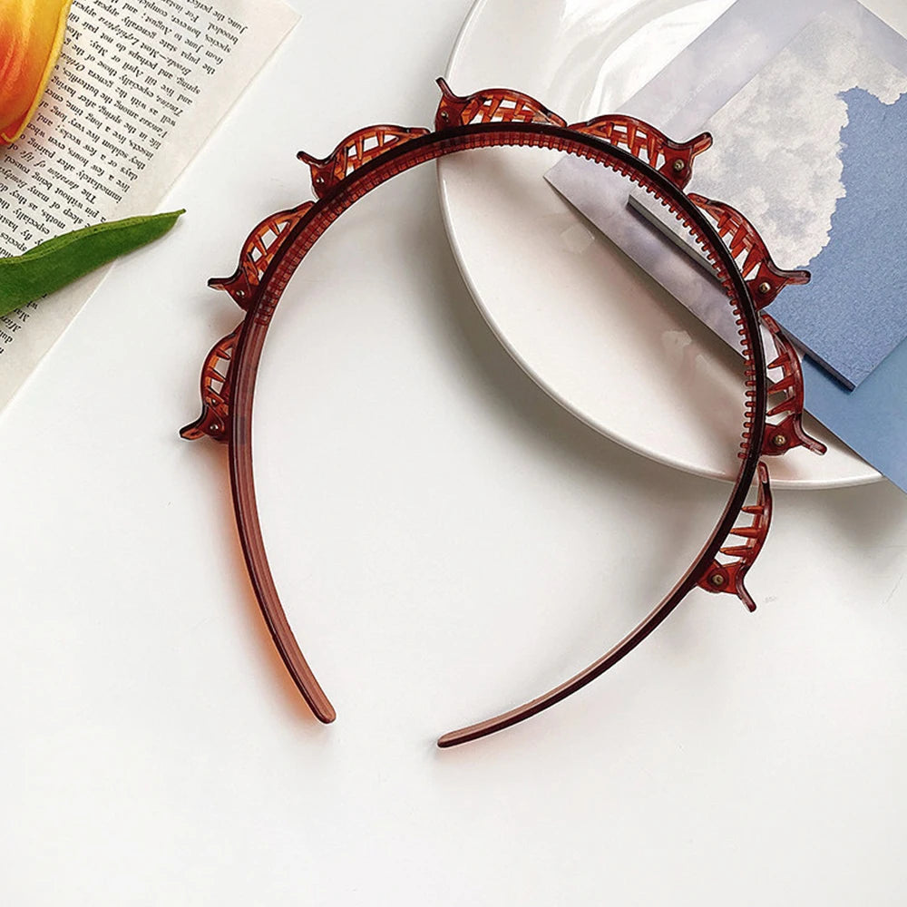 Double Bangs Twist Hair Clip Headband for Women
