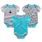 Baby Boy Jumpsuits 3 Pieces Newborn Clothes Set Toddler Girl Bodysuit Kiddiezoom Clothing 100%Cotton Soft Infant Rompers 0-12M