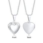 Vnox Light Heart Locket Pendants for Women Men Openable Photo Frame Glossy Stainless Steel Necklaces Family Love Collar