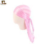 Men's Silky Durags Bandanas Turban hat Wigs Doo Men Satin Durag Biker Headwear Headband Hair Accessories Extra Long Tail Du-Rag