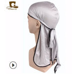 Men's Silky Durags Bandanas Turban hat Wigs Doo Men Satin Durag Biker Headwear Headband Hair Accessories Extra Long Tail Du-Rag