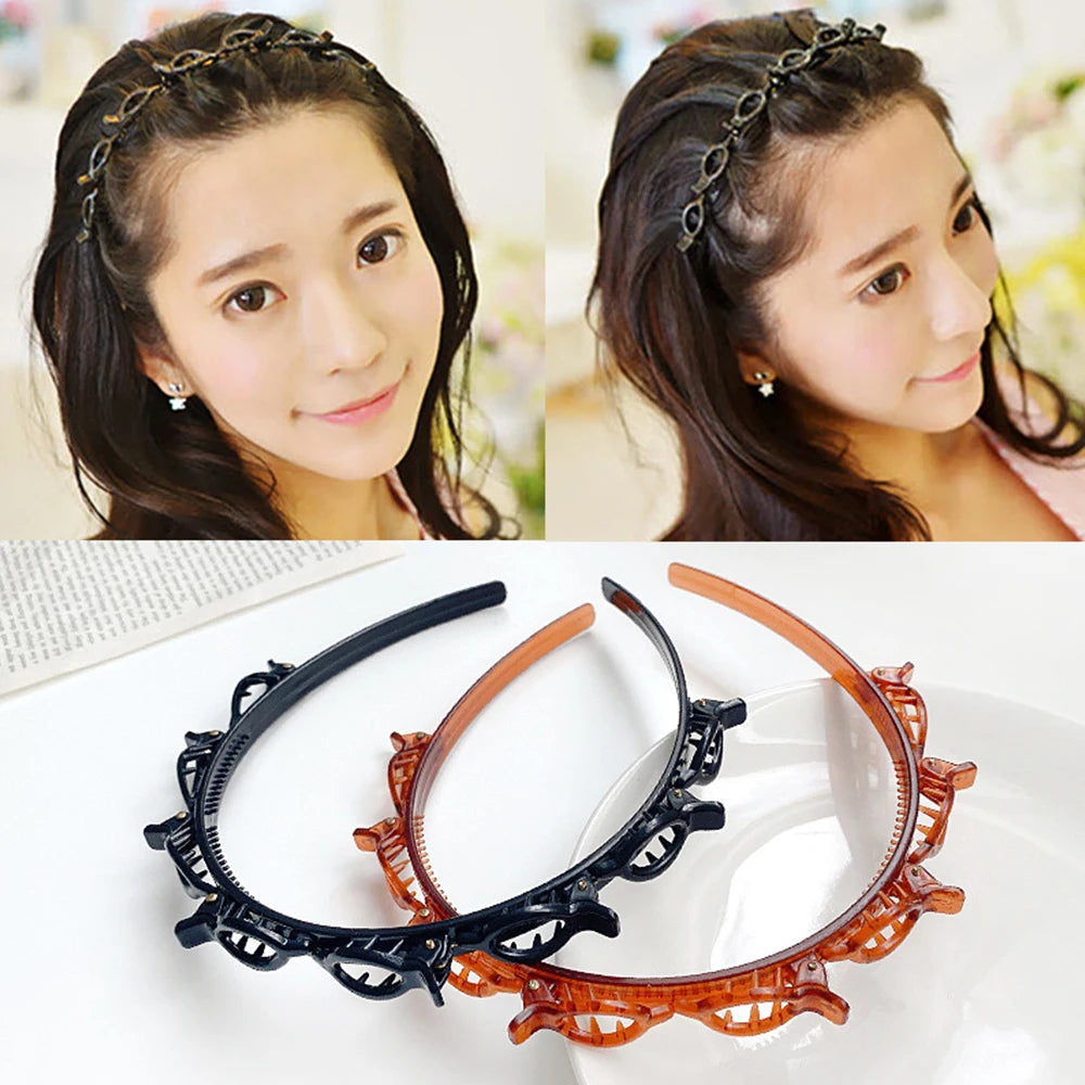 Double Bangs Twist Hair Clip Headband for Women