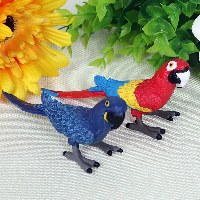 Oenux Bird Forest Animal Parrot Macaw Cockatiel Cockatoo Agapornis Puffin Model Solid PVC Garden Decoration Education Kids Toy