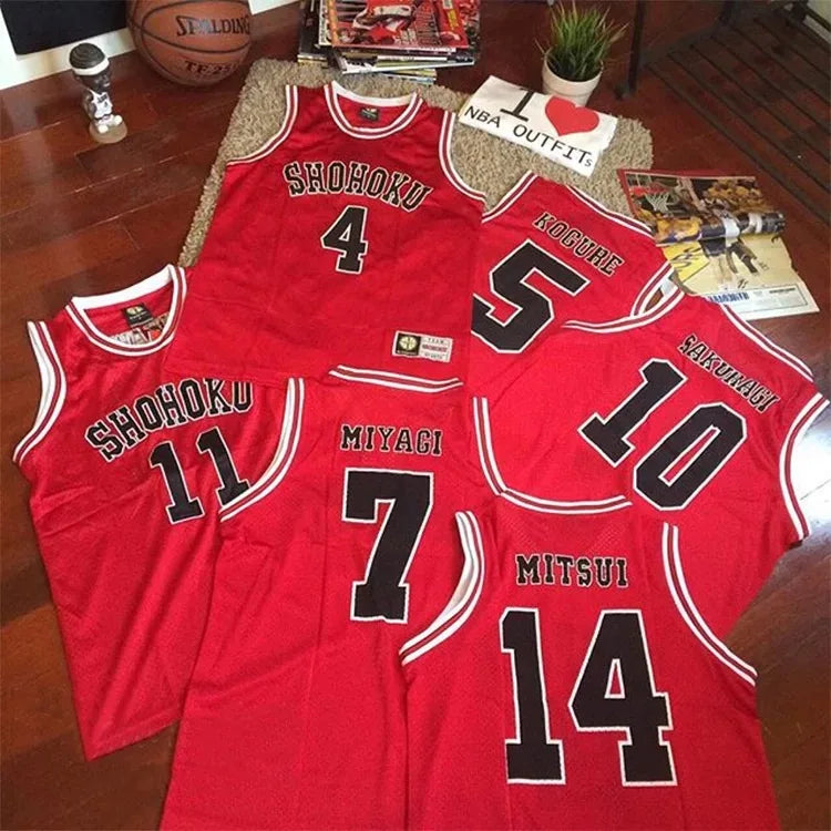 Anime Shohoku School Basketball Team Jersey 1-15 Cosplay Costume Sakuragi Hanamichi Rukawa Jersey Sports Wear Uniform Vest