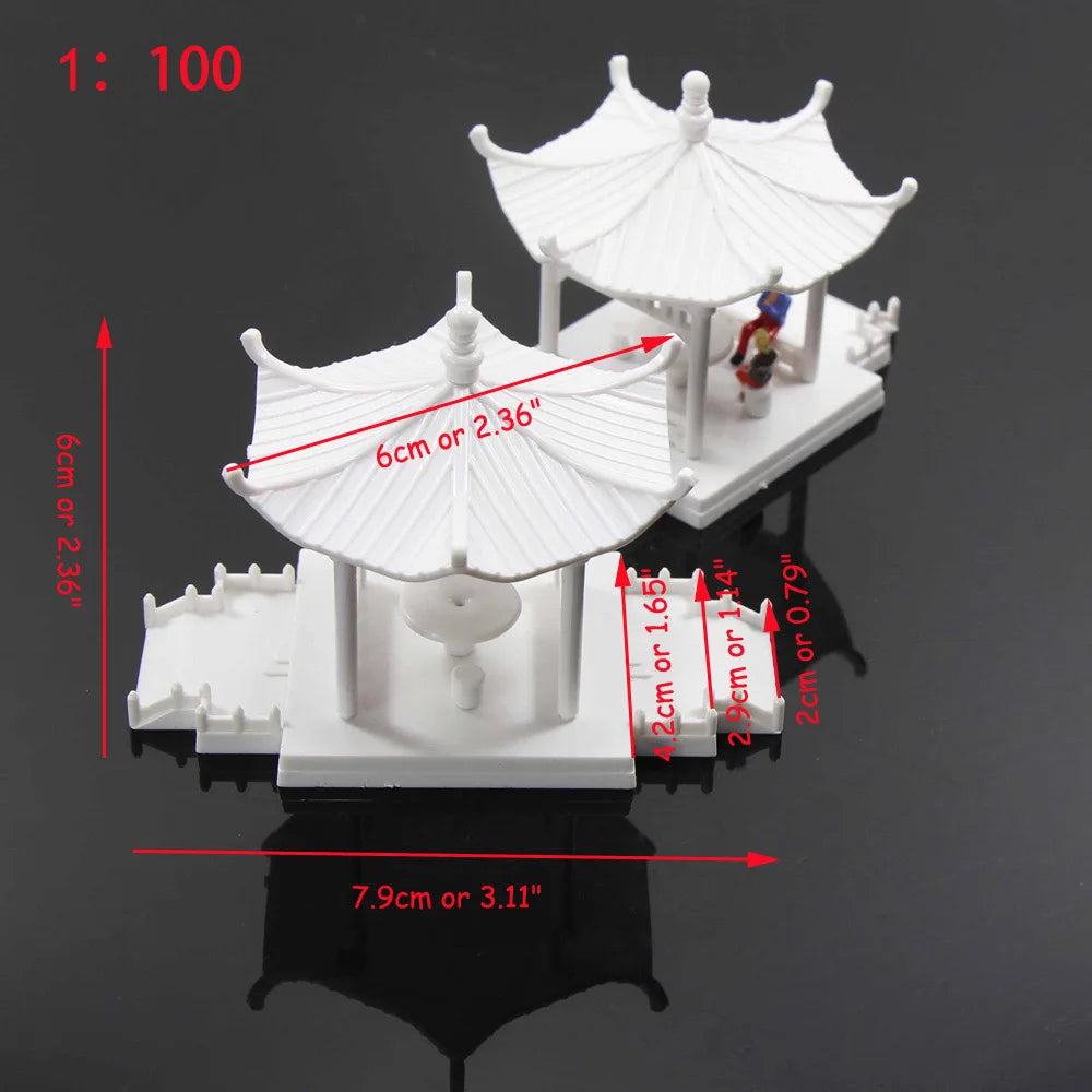GY01 2 Sets Pavilion Model Gloriette Chinese Construction Educational 1:100 1:75 1:160 Railway Modeling