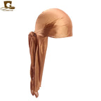 Men's Silky Durags Bandanas Turban hat Wigs Doo Men Satin Durag Biker Headwear Headband Hair Accessories Extra Long Tail Du-Rag
