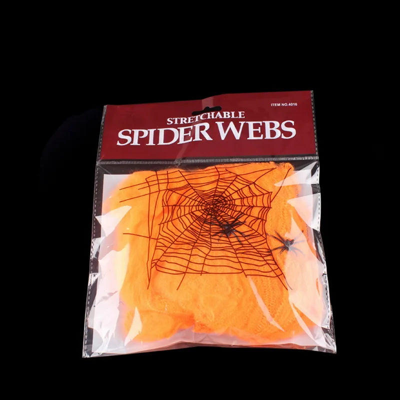 Halloween Scary Party Scene Props White Stretchy Cobweb Spider Web Horror Halloween Decoration For Bar Haunted House 1Pcs