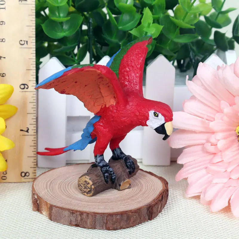 Oenux Bird Forest Animal Parrot Macaw Cockatiel Cockatoo Agapornis Puffin Model Solid PVC Garden Decoration Education Kids Toy