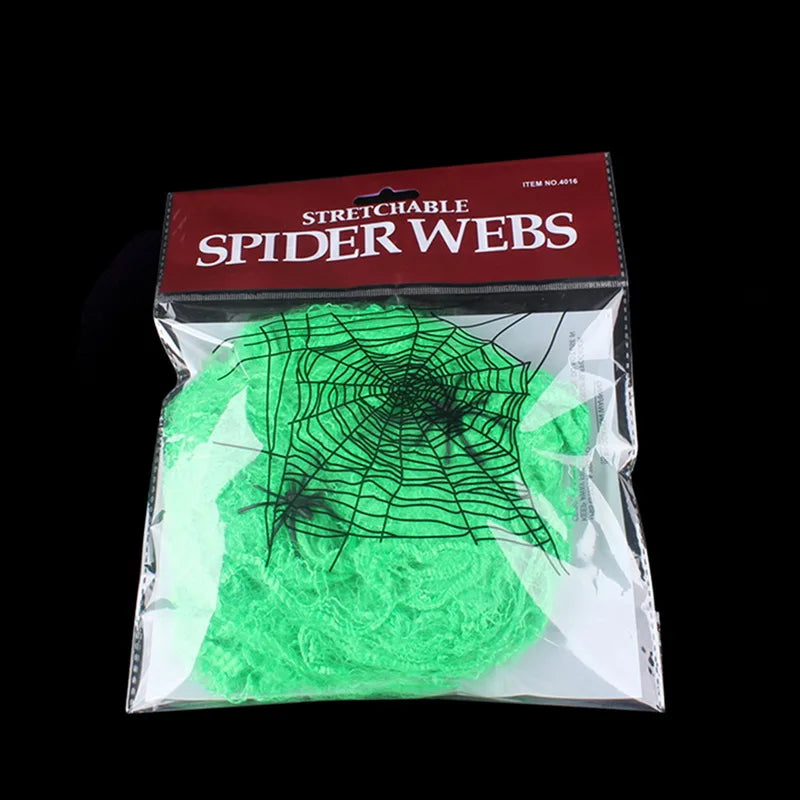 Halloween Scary Party Scene Props White Stretchy Cobweb Spider Web Horror Halloween Decoration For Bar Haunted House 1Pcs