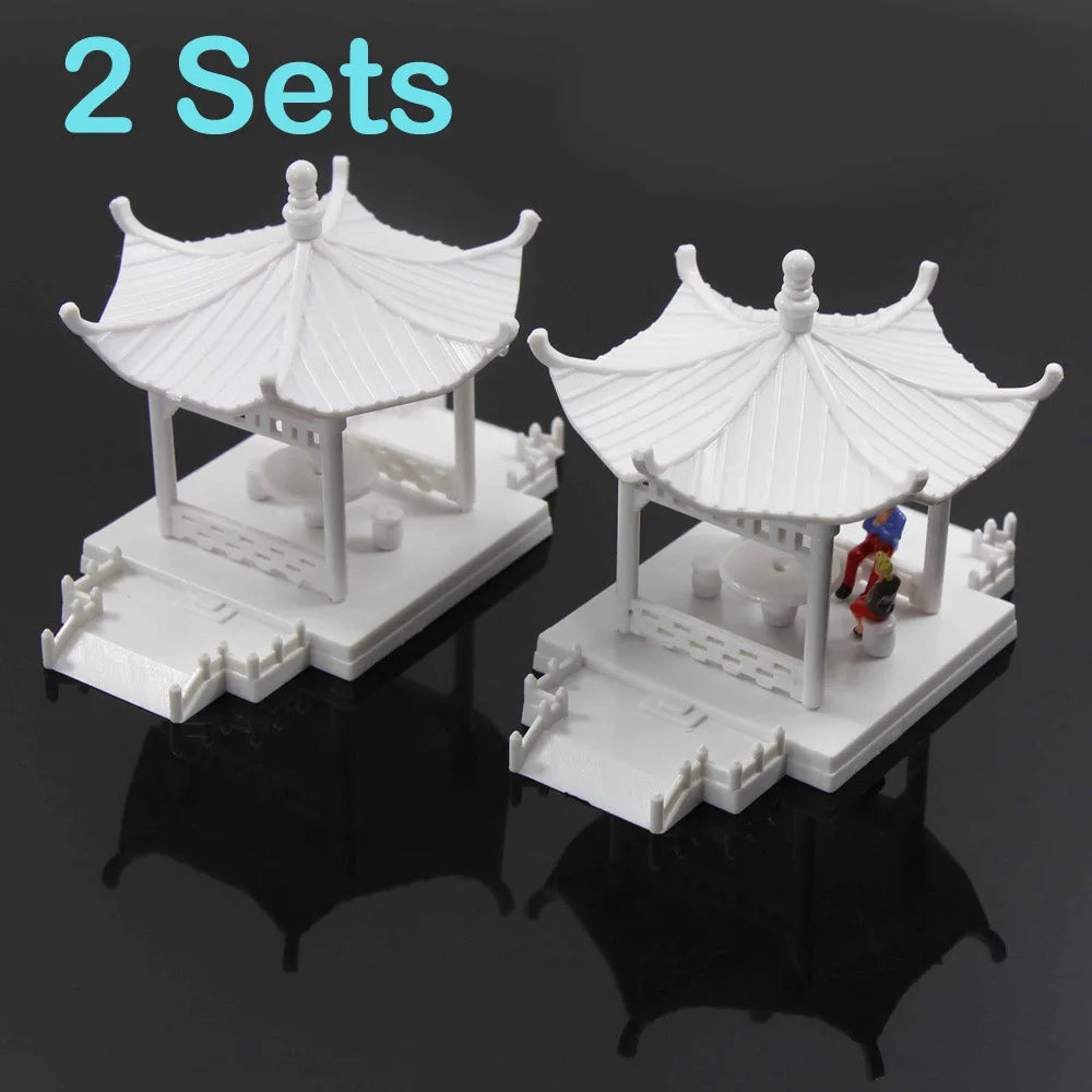 GY01 2 Sets Pavilion Model Gloriette Chinese Construction Educational 1:100 1:75 1:160 Railway Modeling