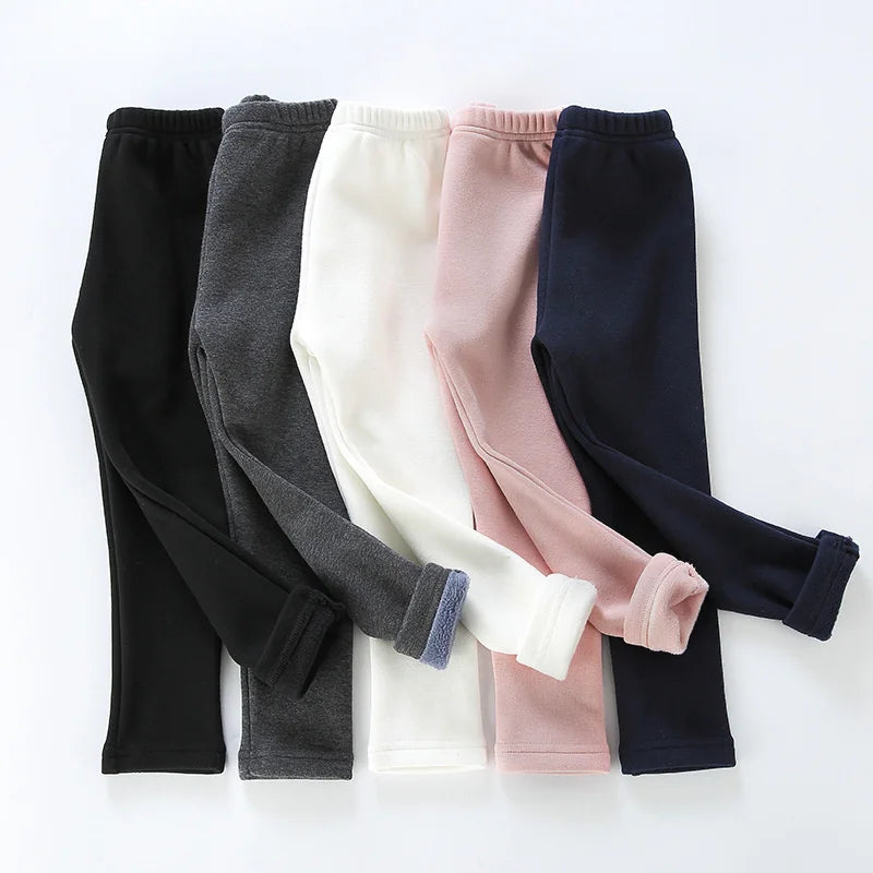 Kids Boys Pants Autumn Winter Thicked Warm Girls Leggings Solid Color Children's Pant