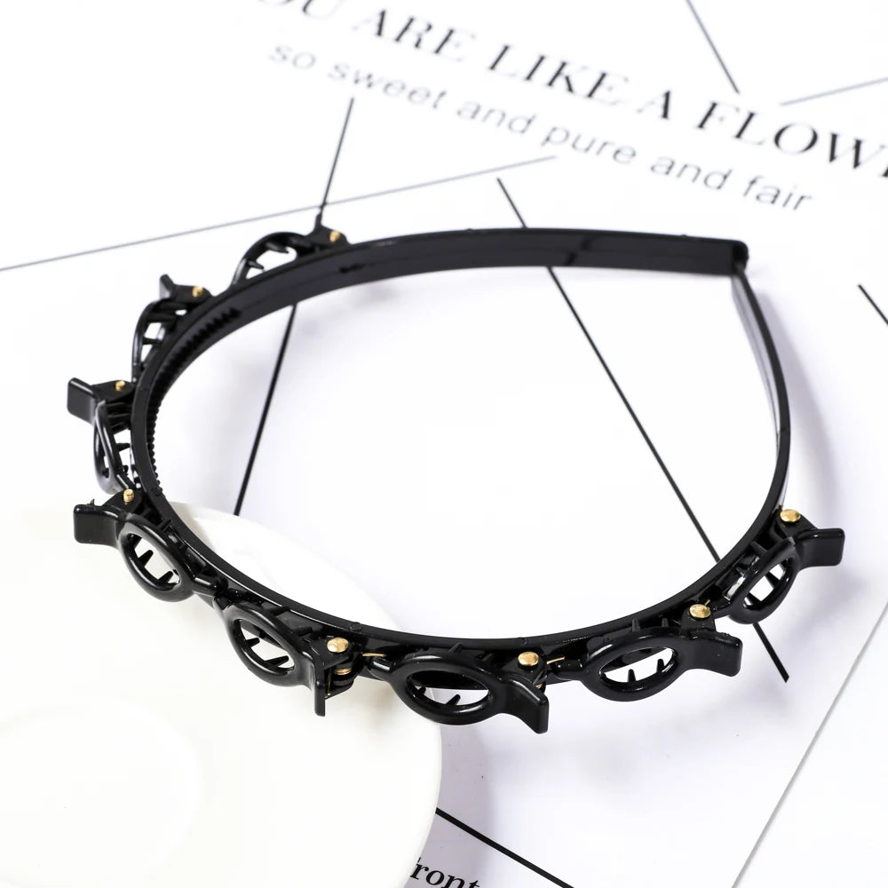 Double Layer Bands Clip Hairbands Fashion Plastic Braided Headband Punk New Knitting Womens Headwear Hair Accessories Pearl