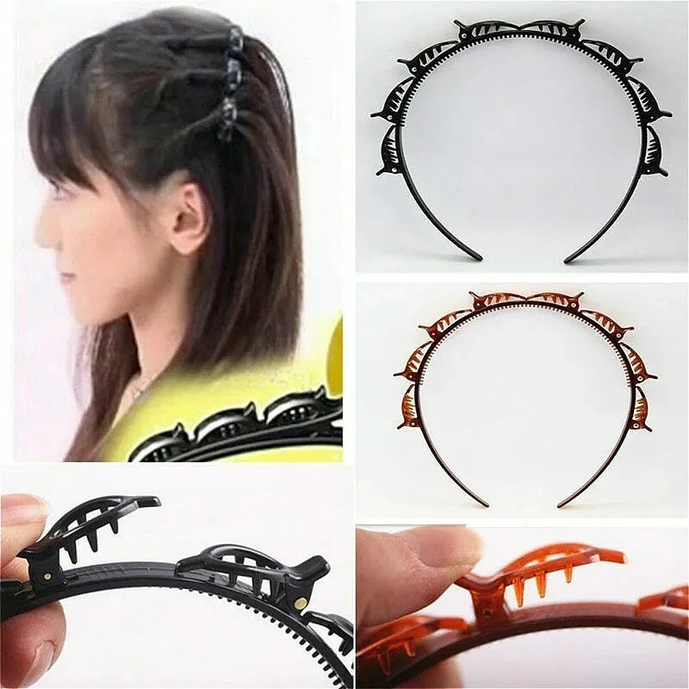 Double Bangs Twist Hair Clip Headband for Women