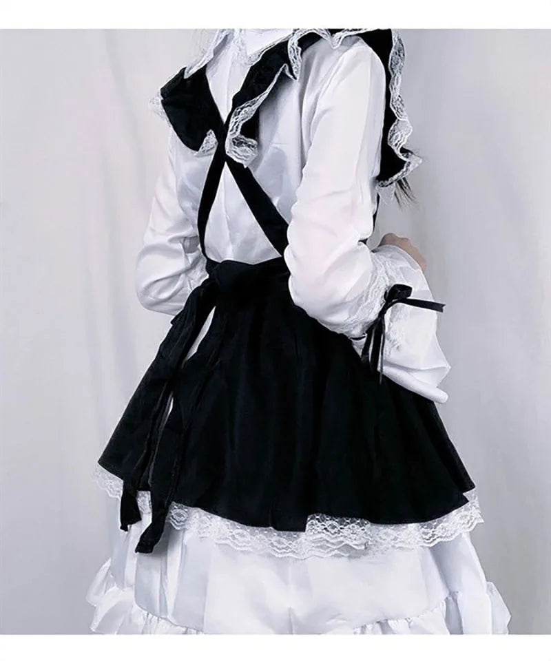 Women Maid Outfit Lolita Cosplay Cute Sexy Erotic Kawaii Cafe Costume Black White Men Uniform Apron Dress Cute Bowknot Mucama