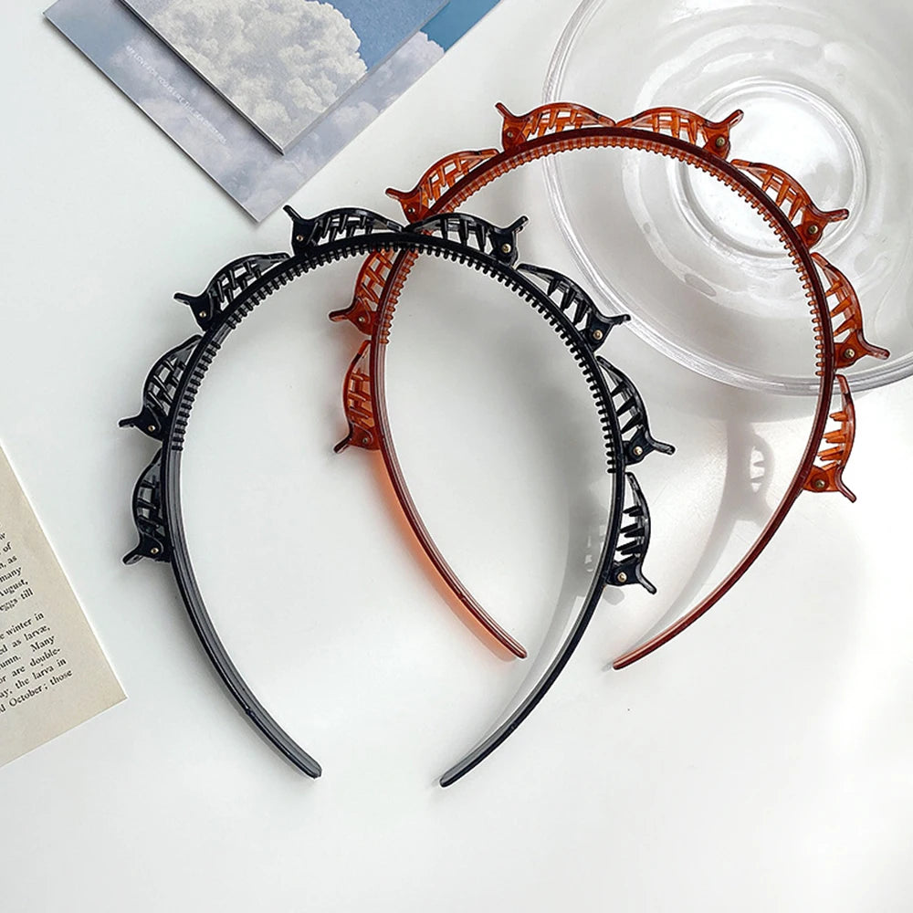 Double Bangs Twist Hair Clip Headband for Women