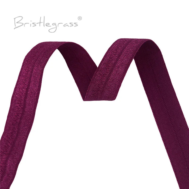 BRISTLEGRASS 2 5 10 Yard 5/8" 15mm Solid FOE Shiny Fold Over Elastic Spandex Satin Band Hair Tie Headband Dress Sewing Lace Trim