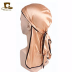 Men's Silky Durags Bandanas Turban hat Wigs Doo Men Satin Durag Biker Headwear Headband Hair Accessories Extra Long Tail Du-Rag