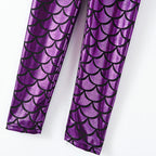 Girls Leggings Mermaid Leggings Girls Pants Kids Color Shiny Scale Slim Pants Kids Dance Performance Pants