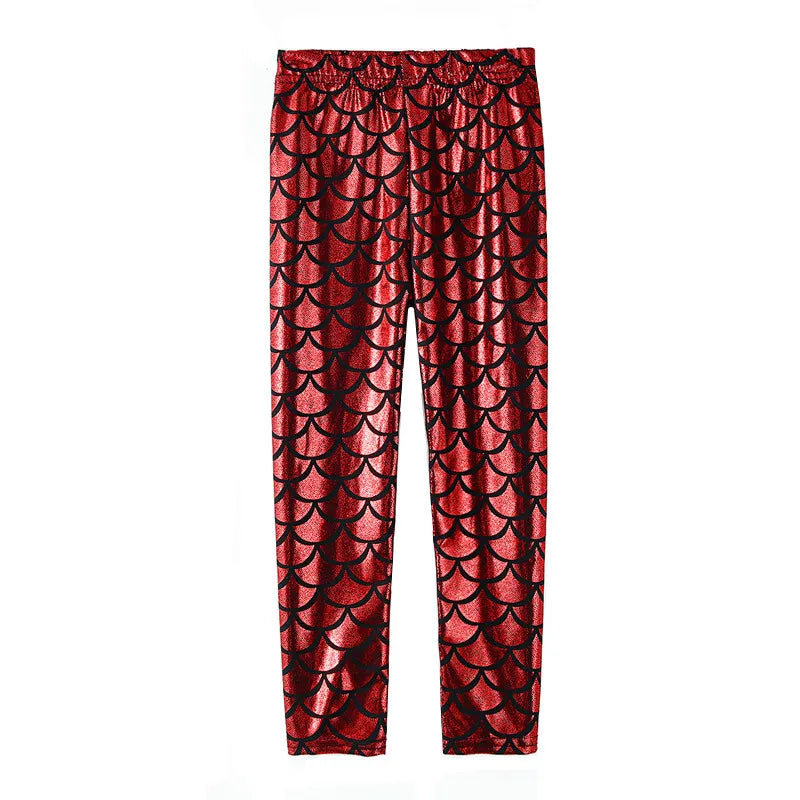 Girls Leggings Mermaid Leggings Girls Pants Kids Color Shiny Scale Slim Pants Kids Dance Performance Pants