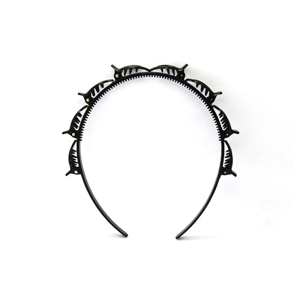 Double Bangs Twist Hair Clip Headband for Women