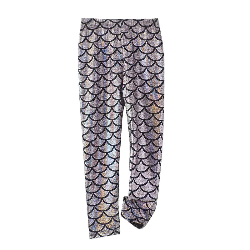 Girls Leggings Mermaid Leggings Girls Pants Kids Color Shiny Scale Slim Pants Kids Dance Performance Pants