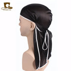 Men's Silky Durags Bandanas Turban hat Wigs Doo Men Satin Durag Biker Headwear Headband Hair Accessories Extra Long Tail Du-Rag