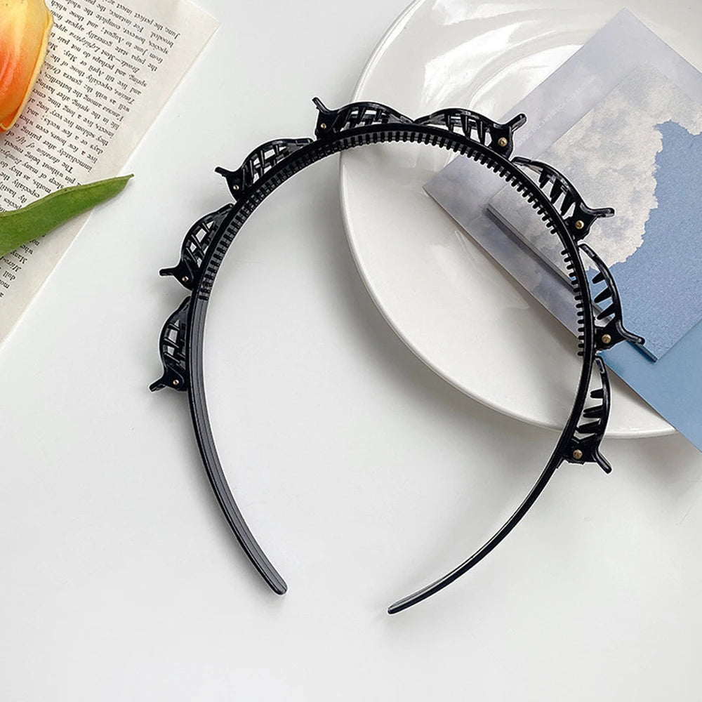 Double Bangs Twist Hair Clip Headband for Women