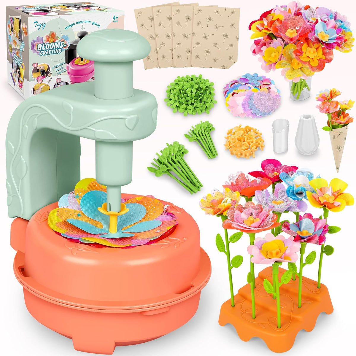 DIY Fabric Flower Bouquet Craft Kit, Educational Toy Gift Girls Toddlers 4+ | Flowers Market Toy for Kids, Build Your Flower Bouquet, Arts & Crafts for 4+ Year Toddler Girl