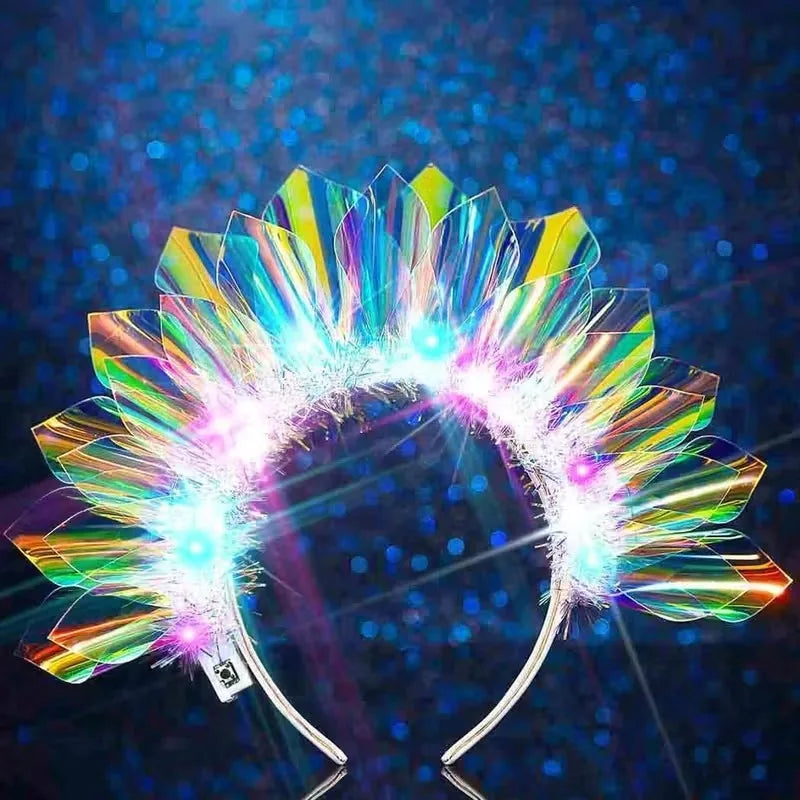 1-10PCS LED Light Up Headband Glowing Crown Hairband Flashing Headdress Luminous Cosplay Party Headwear for Nightclub and Events