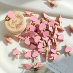 50pcs/pack Heart Clothespins Wooden Photo Paper Peg Pin Craft Clips for Paper Photo Display Hanging Home Party Wedding Decor