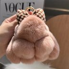 Plush Key Chains Bag Hanging Pendant Car Key Ring Mini Rabbit Hair Bow Bag Strap Cute Bunny Couple Keychain