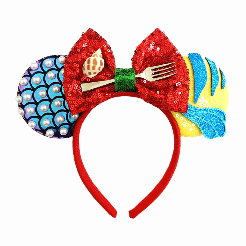 Mouse Ears Headband Cartoon Sequin Bows Headband Birthday Party Christmas Halloween Princess Cosplay Costume For Women Adult