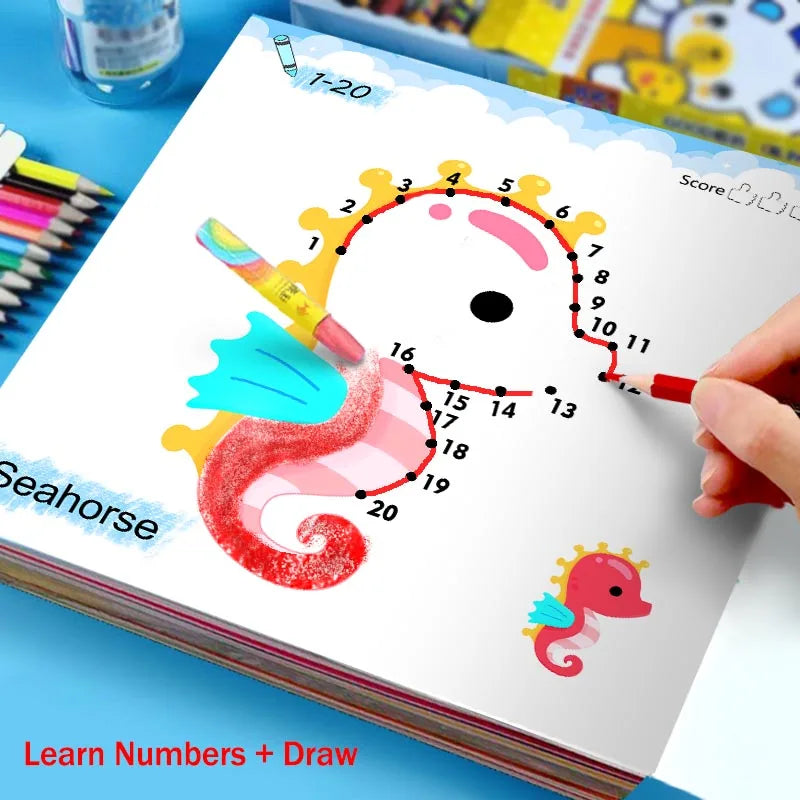 Line drawing, children's doodle books, learning numbers, early education to improve grades, fun drawing games, holiday gifts