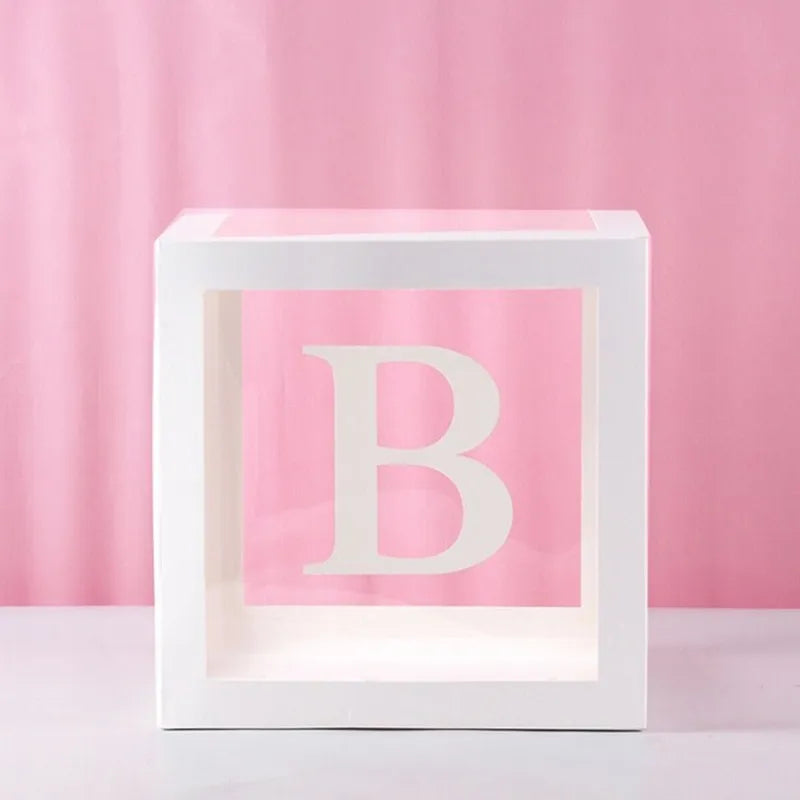 Transparent Letter Balloon Box Baby Shower Decorations Happy Birthday Wedding Decor 1st Birthday Party Supplies Balloon Box