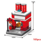 NEW DIY Restaurant Coffee Milk Tea Store Street View Food House Building Blocks Kit Girls Bricks Movie Model Toy
