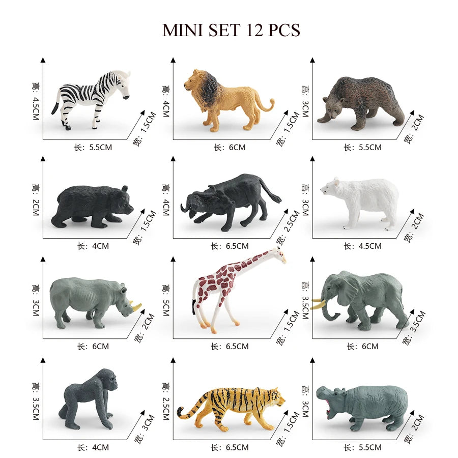 Simulation Mini  Farm Poultry Puppy Crocodile Pegasus Monkey Bird Wildlife Figurine Animal Model Sets Education Kid Toys